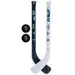 Franklin Sports Seattle Kraken NHL Mini Hockey Stick Set - NHL Team Knee Hockey Stick and Ball Set - Two Player Stick Set - Great Toy for Kids Navy