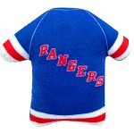 BEST PLUSH CAT TOY: NHL NEW YORK RANGERS Complete Set of 3 piece Cat Toys filled with Fresh Catnip. Incl: 1 Jersey Cat Toy, 1 Hockey Puck Cat Toy with Feathers & 1 #1 Fan Cat Toy. All with Team LOGOS