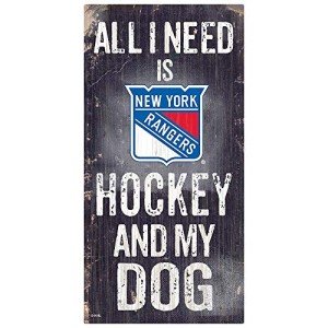 NHL New York Rangers Unisex New York Rangers Hockey and My Dog Sign, Team Color, 6 x 12