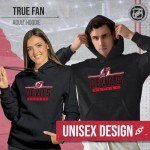 Wright & Ditson NHL Adult Heather Charcoal True Fan Hooded Sweatshirt Unisex - Unisex Cotton Poly Blend - Ultimate Comfort (New Jersey Devils - Charcoal, Large)