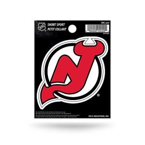 Rico Industries NHL Hockey New Jersey Devils Short Sport Decal 3.75' x 4.75' Die Cut Team Logo Short Sport Decal