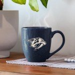 Rico Industries NHL Hockey Nashville Predators Navy 16 oz Team Color Laser Engraved Speckled Ceramic Coffee Mug