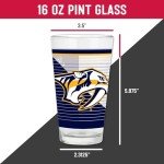 Rico Industries NHL Hockey Nashville Predators 16 oz Pint Glasses with Digitally Printed Logo, Set of 2 Classic Drinking Glasses, for Fans, Dishwasher Safe