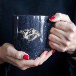 Rico Industries NHL Hockey Nashville Predators Navy 16 oz Team Color Laser Engraved Speckled Ceramic Coffee Mug
