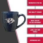 Rico Industries NHL Hockey Nashville Predators Navy 16 oz Team Color Laser Engraved Speckled Ceramic Coffee Mug