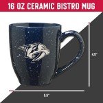 Rico Industries NHL Hockey Nashville Predators Navy 16 oz Team Color Laser Engraved Speckled Ceramic Coffee Mug