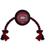 Pets First Dog Rubber Toy Tough Rubber with Heavy-Duty Dog Rope Tug Toy. NHL Montreal Canadiens Puck Toy for Dogs & Cats. Play Hockey with Your Pet with This Licensed Dog Puck Rubber Cool Toy!