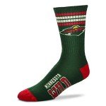 For Bare Feet NHL Minnesota Wild 4 Stripe Deuce Crew Sock Team Color YOUTH