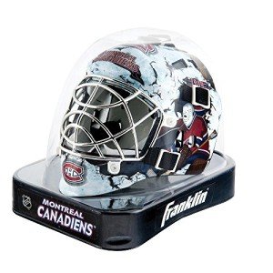 NHL Montreal Canadiens Team Logo Mini Hockey Goalie Mask with Case - Collectible Goalie Mask with Official NHL Logos and Colors