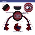 Pets First Dog Rubber Toy Tough Rubber with Heavy-Duty Dog Rope Tug Toy. NHL Montreal Canadiens Puck Toy for Dogs & Cats. Play Hockey with Your Pet with This Licensed Dog Puck Rubber Cool Toy!