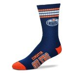 For Bare Feet NHL Edmonton Oilers 4 Stripe Deuce Crew Sock Team Color YOUTH
