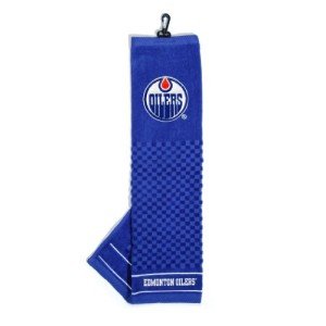 Team Golf NHL Edmonton Oilers Embroidered Golf Towel Embroidered Golf Towel, Checkered Scrubber Design, Embroidered Logo