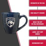 Rico Industries NHL Hockey Florida Panthers Navy 16 oz Team Color Laser Engraved Speckled Ceramic Coffee Mug