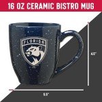 Rico Industries NHL Hockey Florida Panthers Navy 16 oz Team Color Laser Engraved Speckled Ceramic Coffee Mug