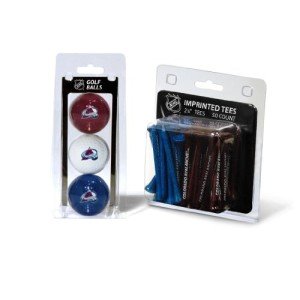 Team Golf NHL Colorado Avalanche 3 Golf Balls And 50 Golf Tees Logo Imprinted Golf Balls (3 Count) & 2-3/4" Regulation Golf Tees (50 Count), Multi Colored
