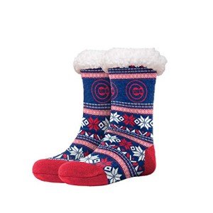 FOCO - Officially Licensed MLB Women's Tall Footy Slipper Socks - One Size Fits Most - Chicago Cubs