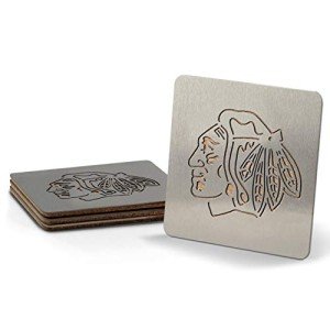 YouTheFan NHL Chicago Blackhawks Boasters, 4-Piece Coaster Set Stainless Steel, 4" x 4"