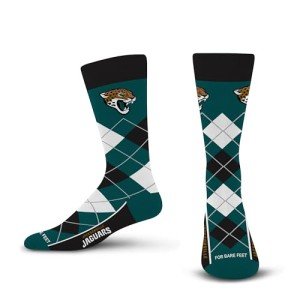 For Bare Feet NFL JACKSONVILLE JAGUARS Argyle Remix Premium Dress Sock Team Color OSFM