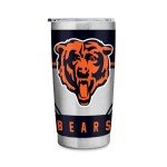 Rico Industries NFL Football Chicago Bears 20oz Stainless Steel Tumbler with Lid - Great For Coffee, Tea, Water or Cocktails
