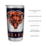 Rico Industries NFL Football Chicago Bears 20oz Stainless Steel Tumbler with Lid - Great For Coffee, Tea, Water or Cocktails