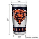 Rico Industries NFL Football Chicago Bears 20oz Stainless Steel Tumbler with Lid - Great For Coffee, Tea, Water or Cocktails