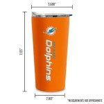 Rico Industries NFL Football Miami Dolphins 18oz Soft Touch, Easy Grip Tumbler