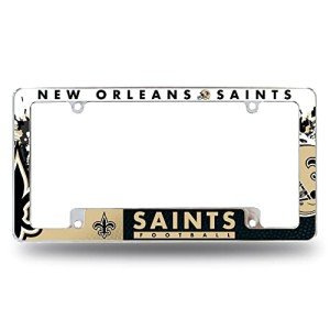 Rico Industries NFL New Orleans Saints Primary 12" x 6" Chrome All Over Automotive License Plate Frame for Car/Truck/SUV