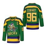 D-5 Men Mighty Ducks Jersey #33 Goldberg #66 Bombay #96 Conway #99 Banks Jersey,Movie Ice Hockey Jersey for Men S-XXXL (#96-Green, Large)