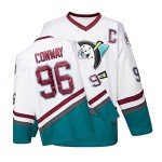 Mighty Ducks Jersey Movie Ice Hockey Jersey White S-XXL Charlie Conway #96 with Adult Size, 90S Hip Hop Clothing for Party(Large)
