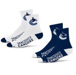 For Bare Feet NHL Vancouver Canucks Quarter Sock Two Pack Team Colors Large