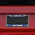 Rico Industries NHL Bling Chrome License Plate Frame with Glitter Accent, Tampa Bay Lightning