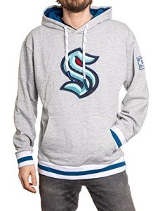 Calhoun NHL Surf & Skate Mens Muskoka Team Striped Premium Pullover Hoodie (Seattle Kraken, Large)