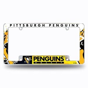 Rico Industries NHL Pittsburgh Penguins Primary 12" x 6" Chrome All Over Automotive License Plate Frame for Car/Truck/SUV