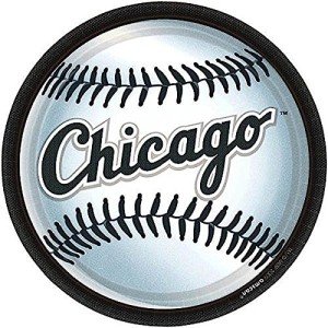 Amscan Chicago White Sox Round Plates, 9", Pack of 18