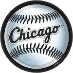 Amscan Chicago White Sox Round Plates, 9", Pack of 18