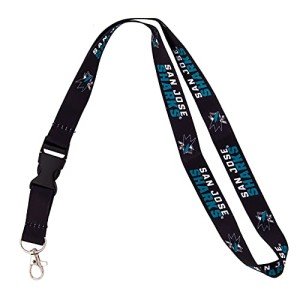 Desert Cactus San Jose Sharks Lanyard NHL National Hockey League Car Keys ID Badge Holder Keychain Detachable Breakaway Snap Buckle (Lanyard 2 - Black)