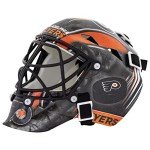 Franklin Sports Philadelphia Flyers NHL Team Logo Mini Hockey Goalie Mask with Case - Collectible Goalie Mask with Official NHL Logos and Colors