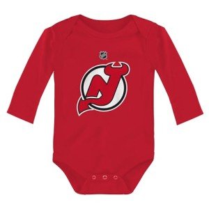 Outerstuff NHL Newborn & Infants 0-24 Months Primary Logo Long Sleeve Bodysuit Creeper Romper (New Jersey Devils - Red, 0/3 Months)