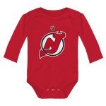 Outerstuff NHL Newborn & Infants 0-24 Months Primary Logo Long Sleeve Bodysuit Creeper Romper (New Jersey Devils - Red, 0/3 Months)
