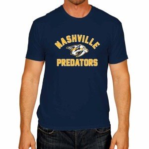 Wright & Ditson NHL Adult Game Day Unisex T-Shirt - 100% Cotton - Tagless Short Sleeve Hockey Tee - Comfortable & Lightweight (Nashville Predators - Navy, Large)