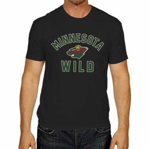 Wright & Ditson NHL Adult Game Day Unisex T-Shirt - 100% Cotton - Tagless Hockey Tee - Short Sleeve - Comfortable and Lightweight (Minnesota Wild - Black, Large)