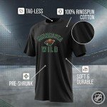 Wright & Ditson NHL Adult Game Day Unisex T-Shirt - 100% Cotton - Tagless Hockey Tee - Short Sleeve - Comfortable and Lightweight (Minnesota Wild - Black, Large)