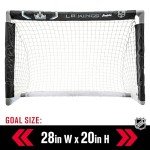 Franklin Sports Los Angeles Kings Mini Hockey Set - Knee Hockey Goal, Ball, & 2 Hockey Stick Combo Set - Mini Goal Net - NHL Official Hockey Set , 28" x 20" x 12"