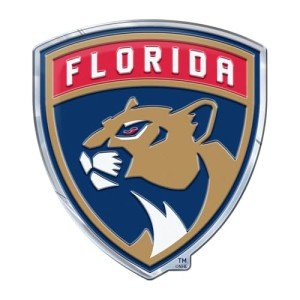 FANMATS 60488 Florida Panthers Heavy Duty Aluminum Embossed Color Emblem, Auto Emblem Decal