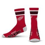 For Bare Feet NHL Detroit Red Wings 4 Stripe Deuce Crew Sock Team Color LARGE