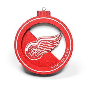 YouTheFan NHL Detroit Red Wings 3D Logo Series Ornament, team colors, Christmas