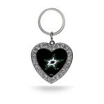 Rico Industries NHL Dallas Stars Bling Heart Key Chain Rhinestone Heart Keychain 3.5"x1.5"