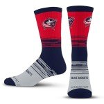 For Bare Feet NHL COLUMBUS BLUE JACKETS Elevate Premium Dress Crew Sock Team Color Large