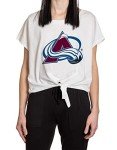 Calhoun NHL Women's Front Tie Cover Up Loose Fit Crop T-Shirt (Small/Medium, Colorado Avalanche)