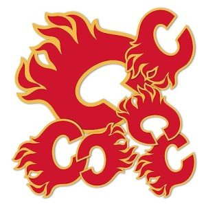 Desert Cactus Calgary Flames Team NHL National Hockey League Sticker Vinyl Decal Laptop Water Bottle Car Scrapbook (Type 3 - Main Logo)